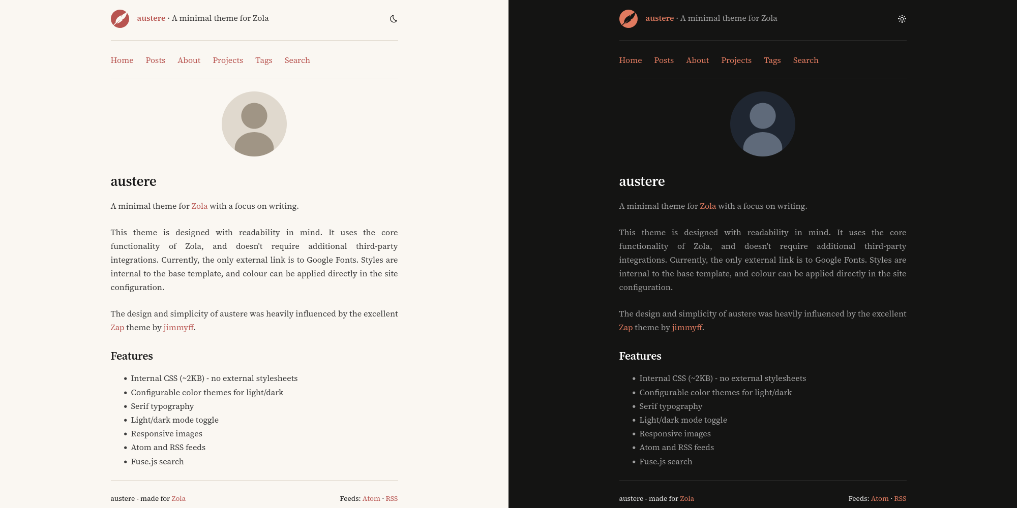 Screenshot of austere