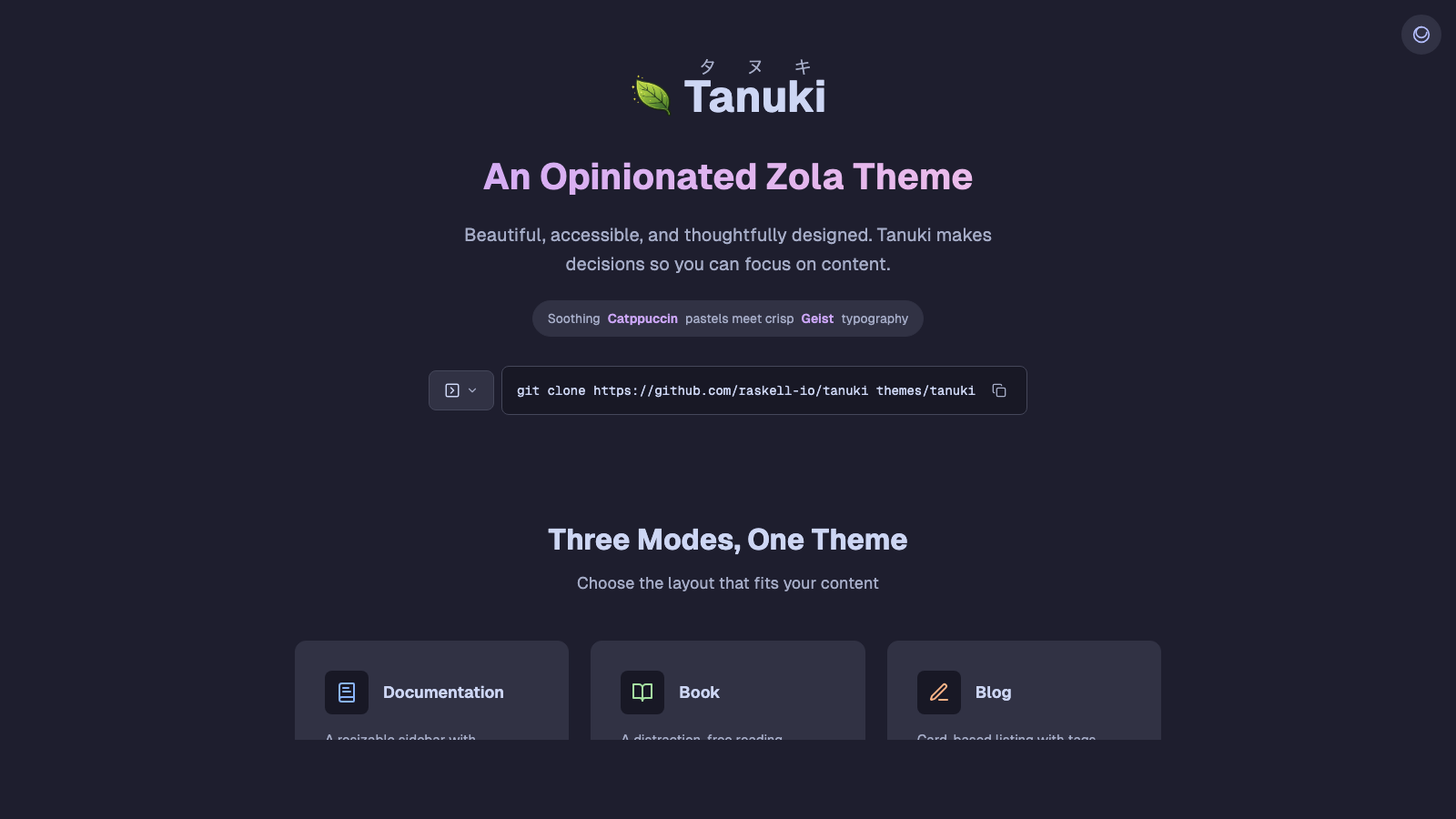 Screenshot of tanuki